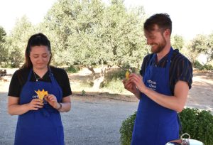 farm cooking class and tour, cooking dolmades