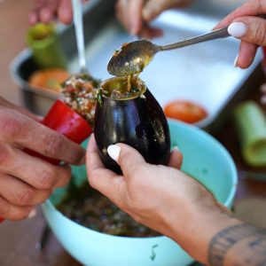 chania cooking lesson, making gemista