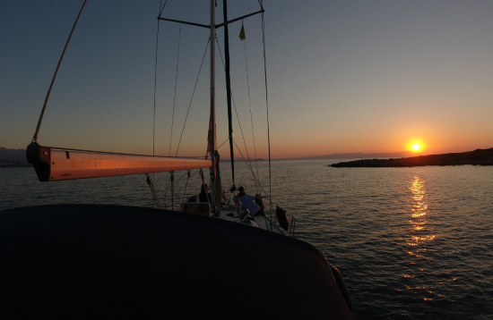 sunset while sailing at chania gulf